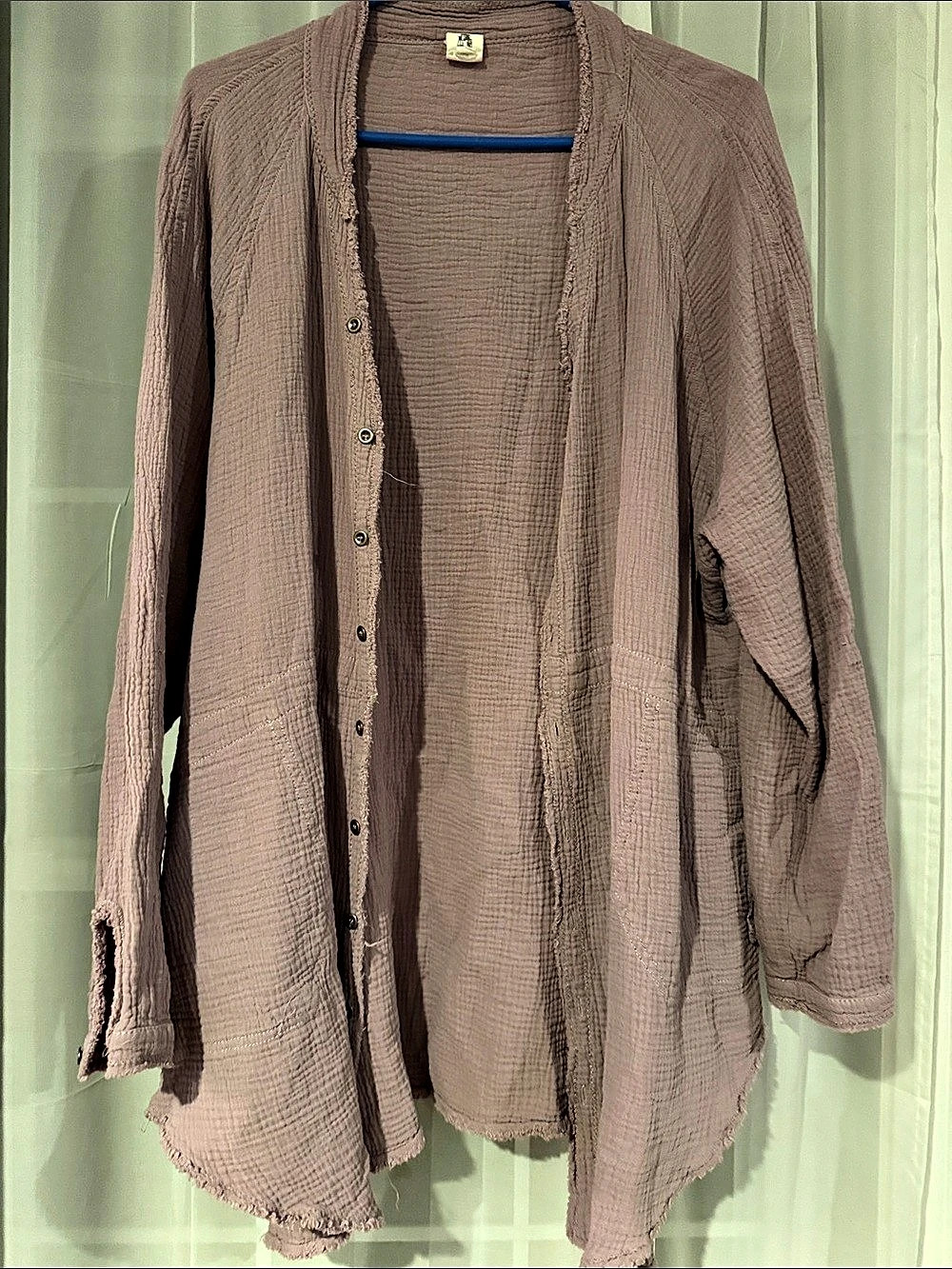 Summer button down cover up lavender Gauze Top